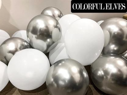 Skiennix 5-Inch Metallic Silver Balloons - 100 Pack Mini Chrome Helium Party Decorations