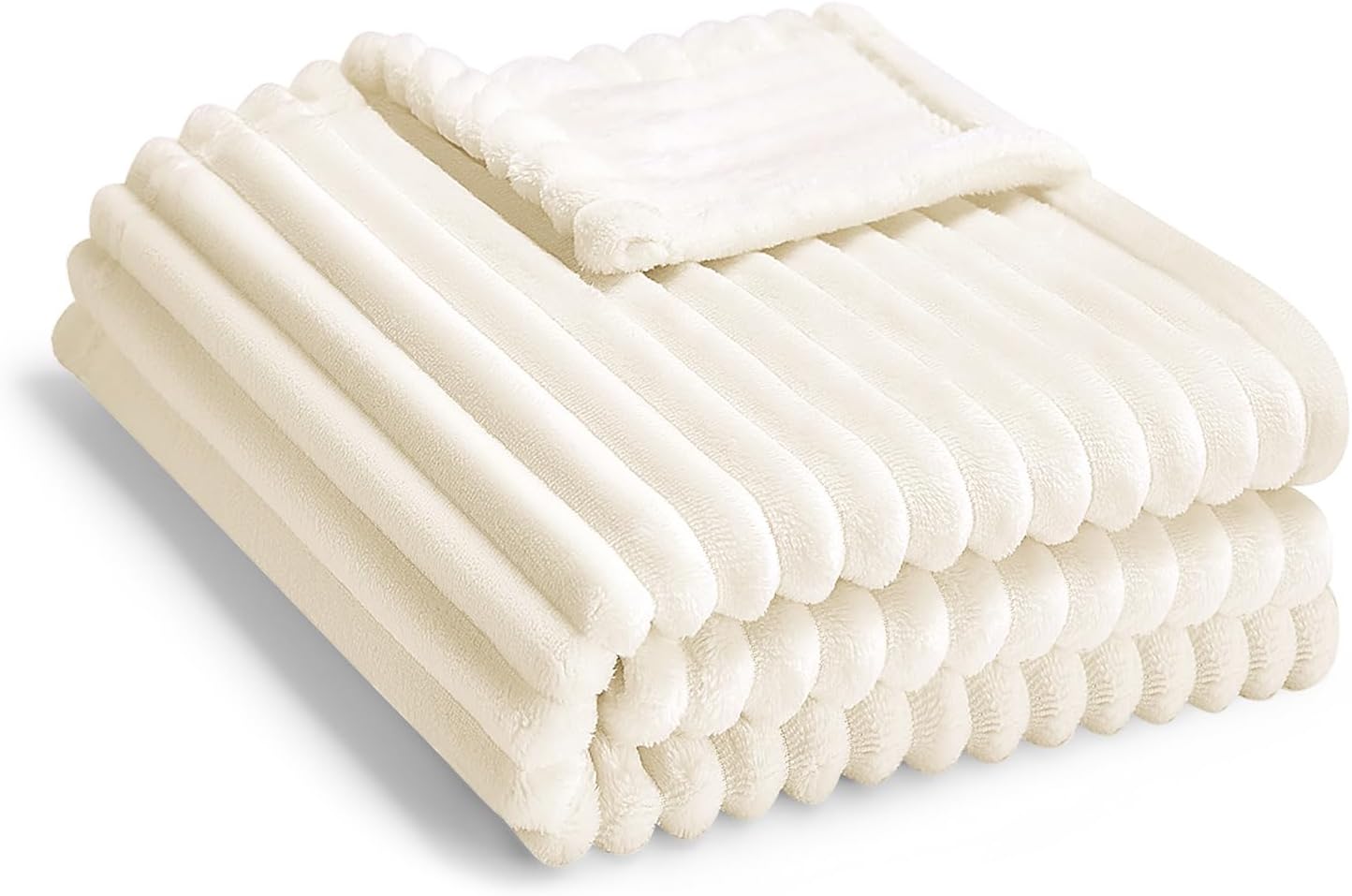 Skiennix Soft Fleece Baby Blanket - Ultra Cozy & Lightweight | Reversible Stripes, 30x40 Inch, Cream