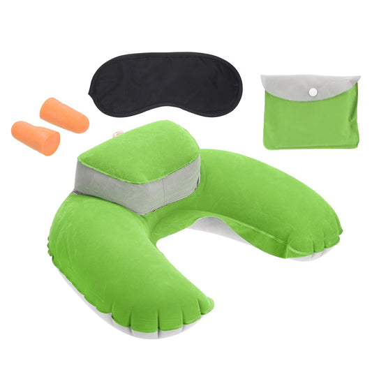 PATIKIL Travel Neck Pillow, U Shaped Pillow Portable Travel Neck Flight Pillow Includes Storage Pouch Eye Masking Earplugs for Airplane Office, Green