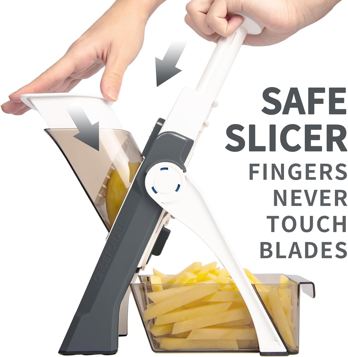 ONCE FOR ALL Mandoline Slicer - 5-in-1 Vegetable Chopper with Adjustable Thickness (Gray)