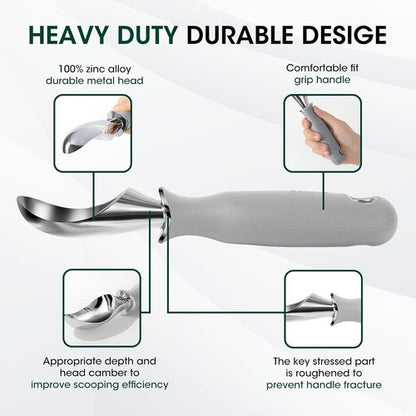Beneno Heavy Duty Ice Cream Scoop - Upgraded Anti-Fracture Design, Comfortable Grip, Dishwasher Safe, Gray