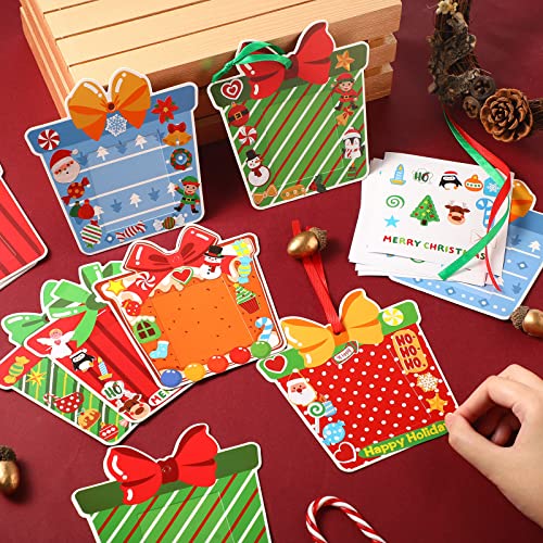 Funrous 96 Pack Christmas Picture Frame Ornaments with Stickers & Ropes - Holiday DIY Decorations