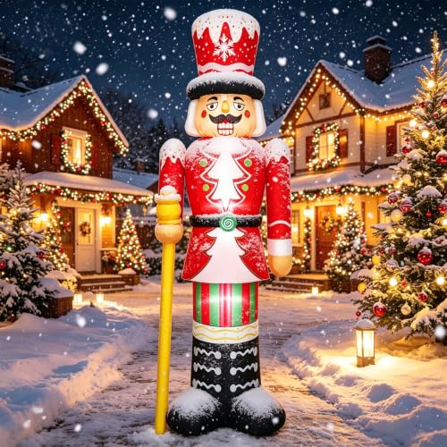 8FT Inflatable Christmas Nutcracker Decoration with LED Lights for Lawn Yard Holiday Festive