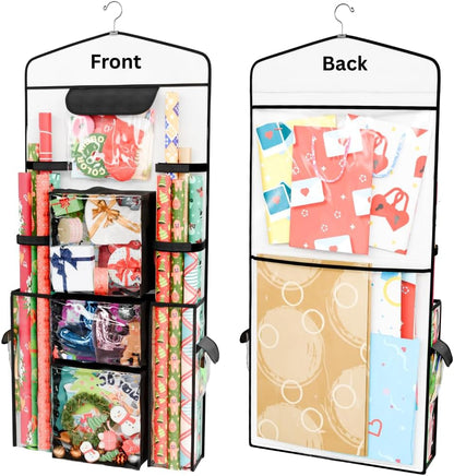 ProPik Gift Wrap Organizer - Double-Sided Storage for Wrapping Paper & Accessories | 40” x 17” (Black)