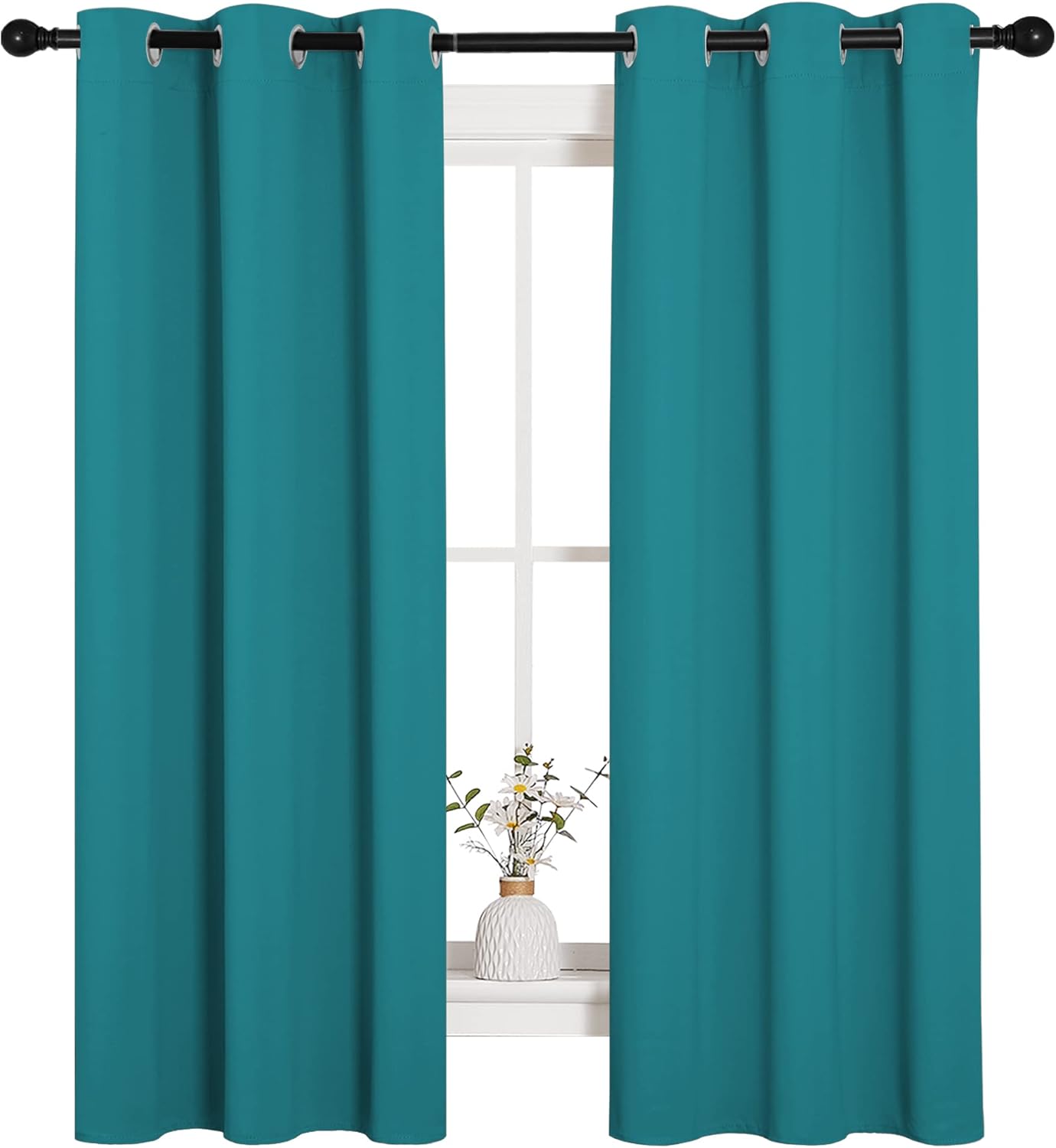 NICETOWN Blackout Curtains - Thermal Insulated Room Darkening Panels for Elegant Bedrooms | Peacock Teal, 63 Inch, 2 Pieces