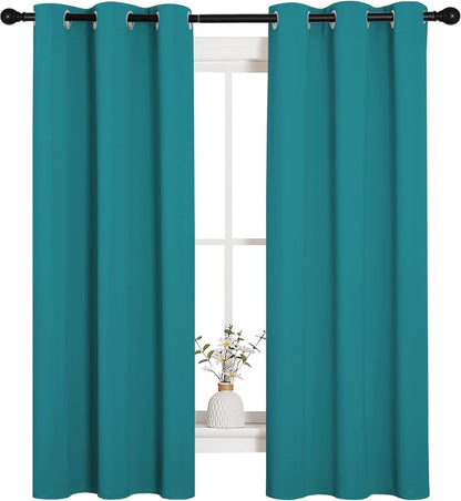 NICETOWN Blackout Curtains - Thermal Insulated Room Darkening Panels for Elegant Bedrooms | Peacock Teal, 63 Inch, 2 Pieces