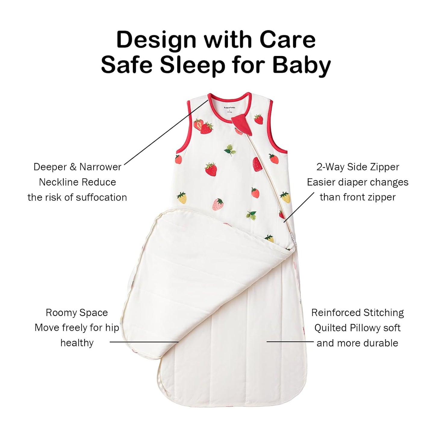 BubblePanda Bamboo Sleep Sack - Soft 2-Way Zipper Toddler Blanket for 6-12 Months, 1.0 Tog