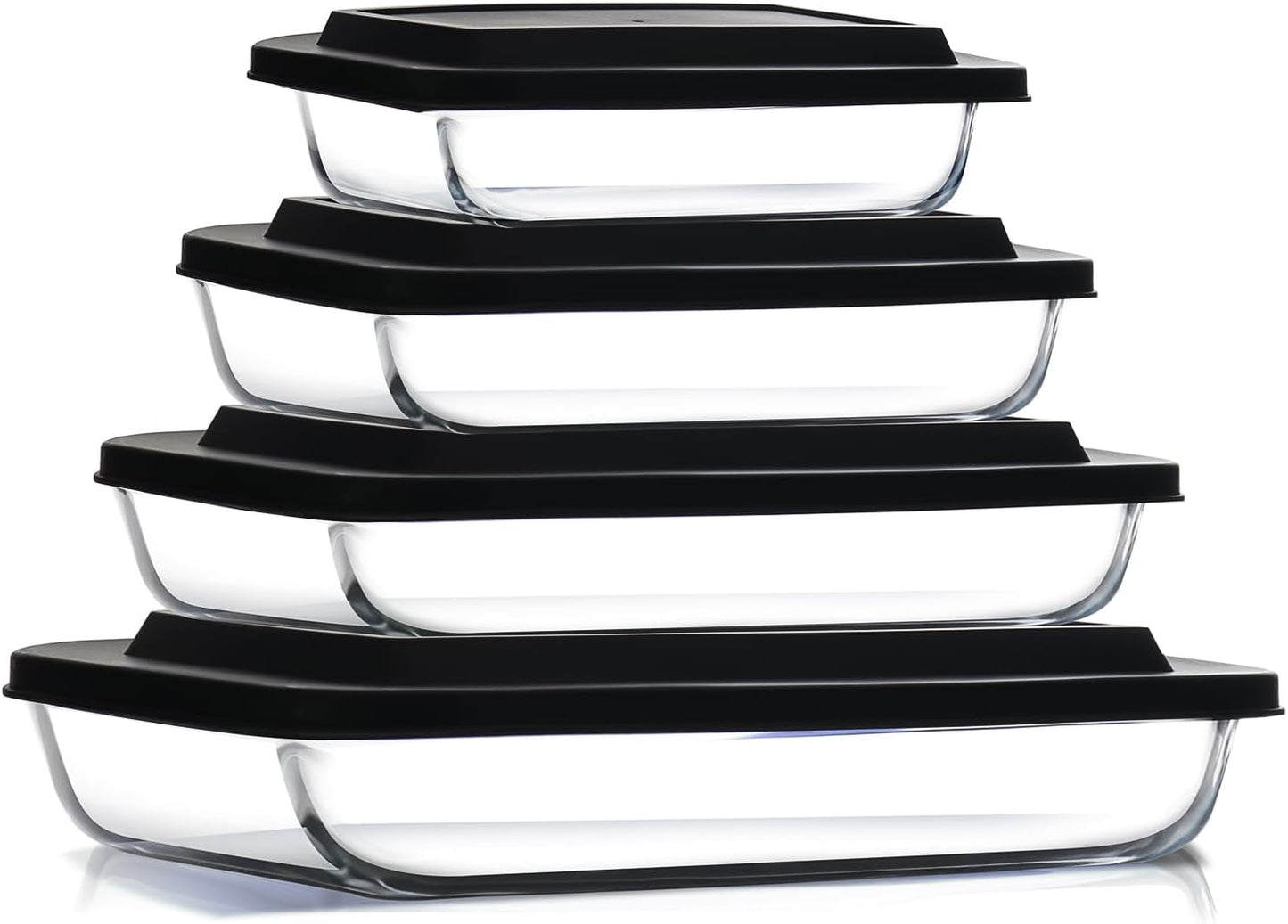 Nestl 8pc Glass Baking Dishes Set - Leakproof Oven & Microwave Safe Food Storage Containers | 9x13 Lasagna Pan