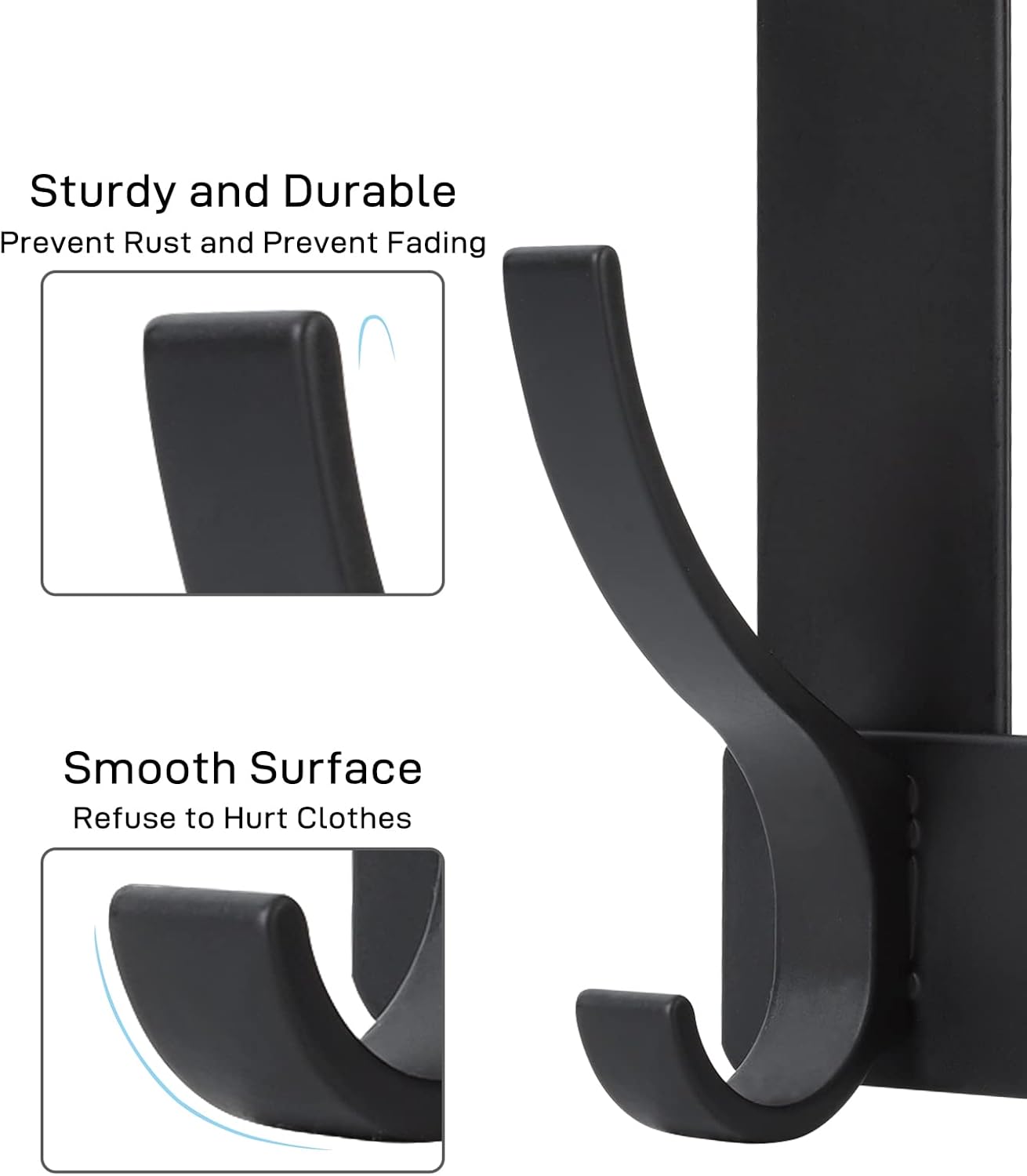 Optish Over The Door Hooks - 12 Coat Hook Towel Rack for Bathroom | Black, 1 Pack Dorm Essentials