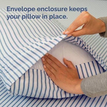 King Standard Pillow Cases Set of 2 - Ultra-Soft Hotel Quality Pillowcase Covers - Comfy, Cozy & Fade Free - Wrinkle Resistant - Machine Washable Pillow Protectors - 2 Piece Set - Blue Stripes 2