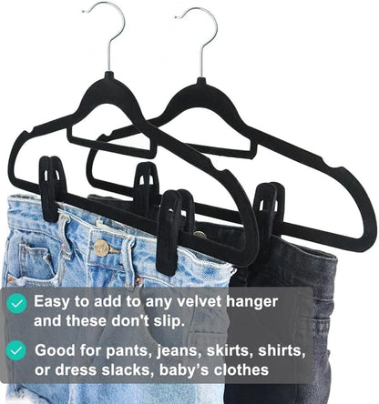 TOFIIGREM Velvet Hangers - 40 PCS Black Clips for Pants, Skirts & Baby Clothes | Durable & Non-Slip