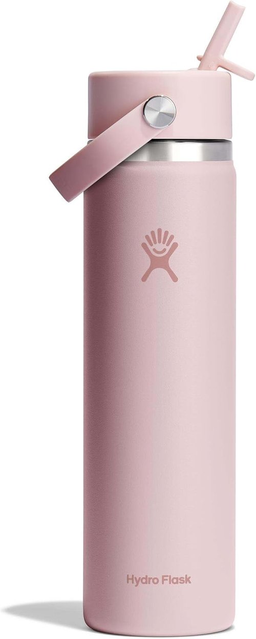 Hydro Flask Water Bottle - Insulated Stainless Steel with Wide Straw Lid | 24 Oz Trillium Pink, Leakproof