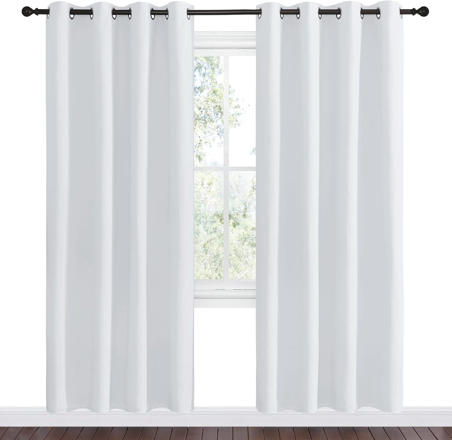 NICETOWN Room Darkening Curtains - Thermal Insulated Grommet Drapes for Living Room | 2 Panels, 55x78, Greyish White