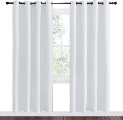 NICETOWN Room Darkening Curtains - Thermal Insulated Grommet Drapes for Living Room | 2 Panels, 55x78, Greyish White