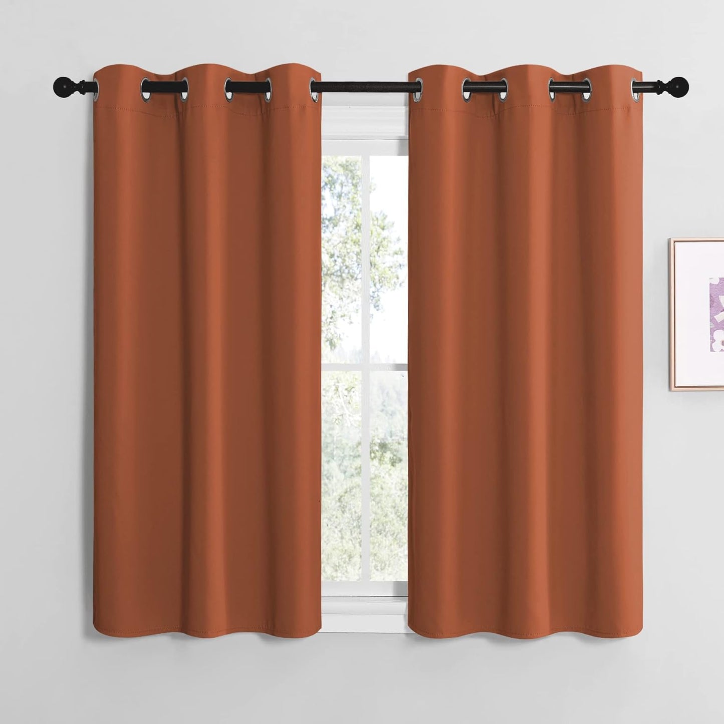 NICETOWN Blackout Curtains - Burnt Orange Thermal Insulated Drapes for Bedroom | 48" Long, 42" Wide (1 Pair)