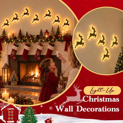 LED Reindeer Wall Decorations - 7-Piece 3D Light-Up Xmas Silhouette Set (Variation A-7PCS)