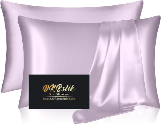 Regine Switzerland Silk Pillowcase Set - Natural Mulberry Silk for Hair & Skin | King Size, Lavender, 2-Pack