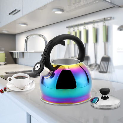 SHANGZHER Stainless Steel Coffee Tea Kettles Whistling Kettle for Gas Hob Induction Gas Kettle with Whistle Stovetop Kettles 2.1 Qt / 2 Liter Rainbow Color