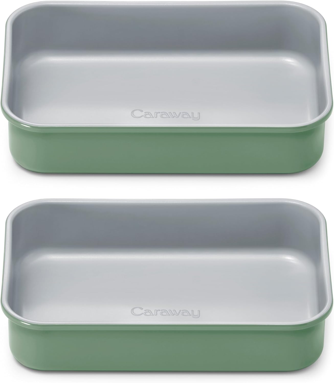Caraway Nonstick Baking Pan Duo - 9” x 6.5” Non-Toxic Aluminized Steel - Deep Ceramic for Casseroles & Lasagna - Sage