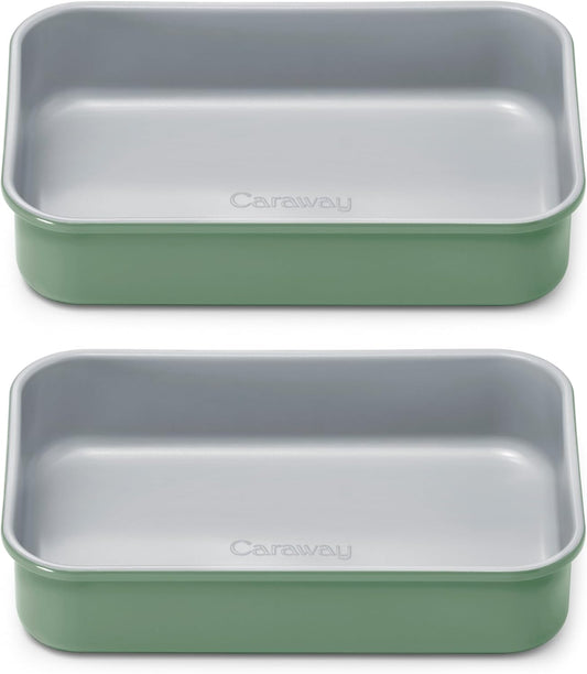 Caraway Nonstick Baking Pan Duo - 9” x 6.5” Non-Toxic Aluminized Steel - Deep Ceramic for Casseroles & Lasagna - Sage