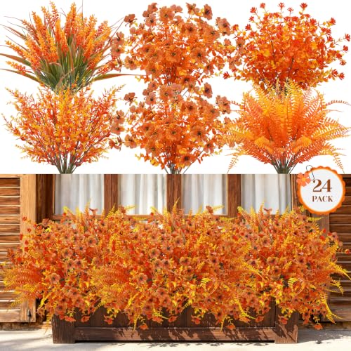 Fall Flowers Artificial Bouquet 24Pcs Autumn Decor Mixed Stems - Fall Harvest Mix