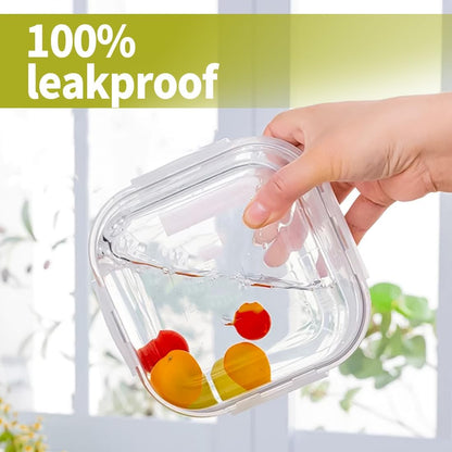 Skiennix 2-Cup Square Glass Food Storage Containers - Airtight, Leak-Proof, BPA-Free | 16oz Meal Prep Bowls