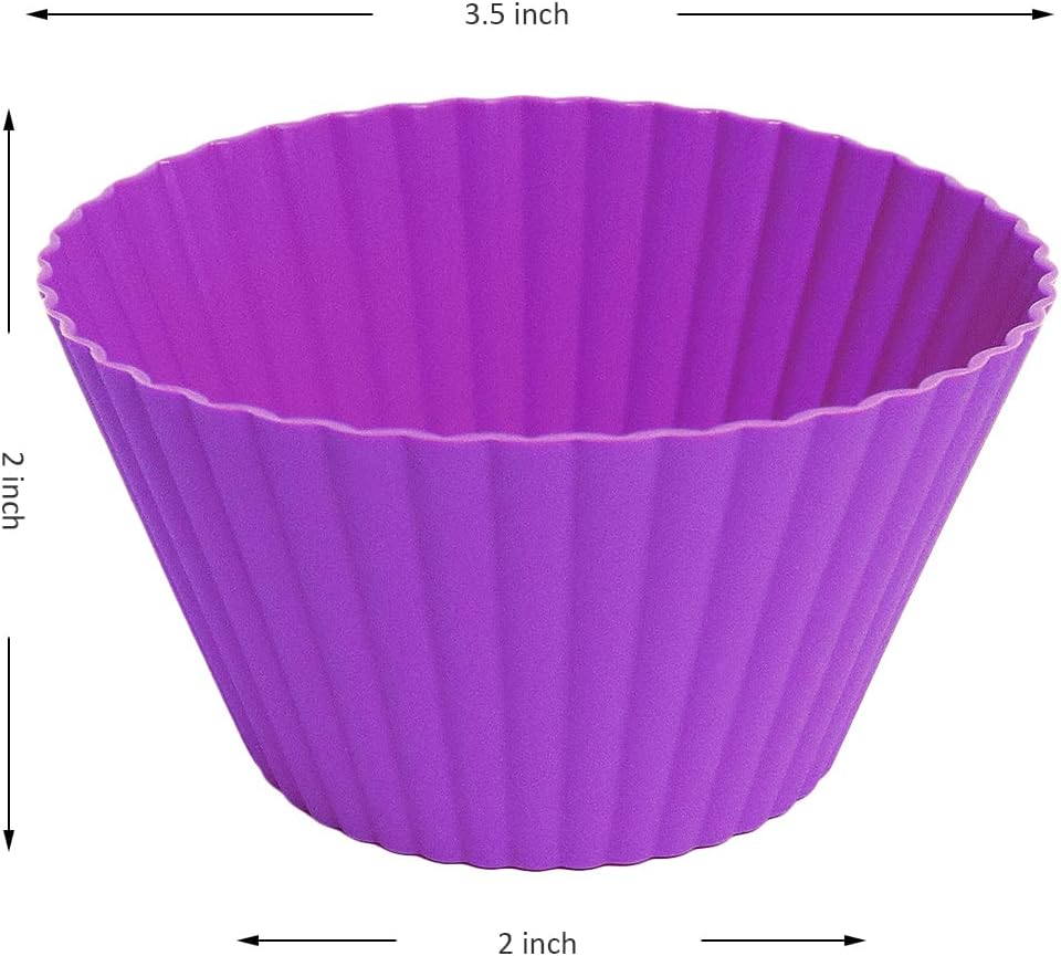 Skiennix Extra Large Silicone Muffin Cups - 12 Pack, 3.54 Inch Reusable Baking Liners | Multicolor