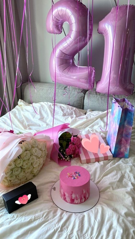 Pearl Pink 21 Number Balloons by [Brand Name] - 40 Inch Birthday Decorations for Men & Women | Perfect for Graduation & Celebration Parties