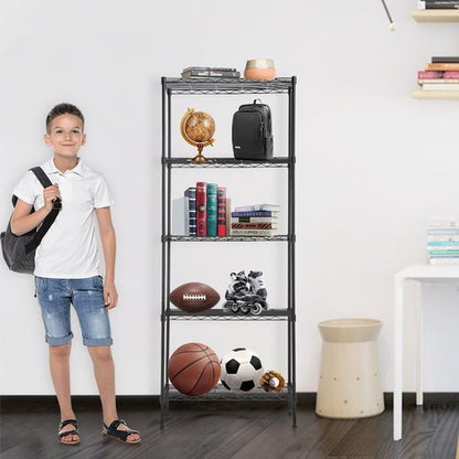 BestOffice | Heavy-Duty 5-Tier Wire Storage Shelves | 14x24x60 | Black | No-Tool Assembly, Holds Up to 750 lbs
