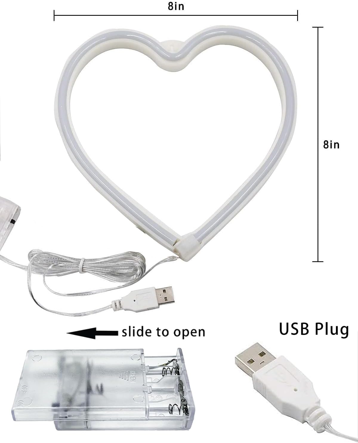 Skiennix Pink Heart Neon Sign - USB & Battery Operated LED Lights for Valentine's Day Decor | Perfect Gift for Wife & Girls’ Room