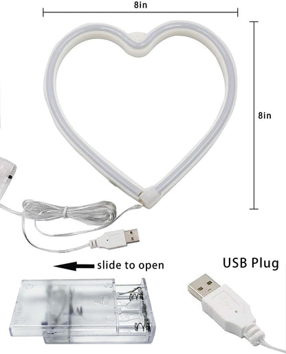Skiennix Pink Heart Neon Sign - USB & Battery Operated LED Lights for Valentine's Day Decor | Perfect Gift for Wife & Girls’ Room