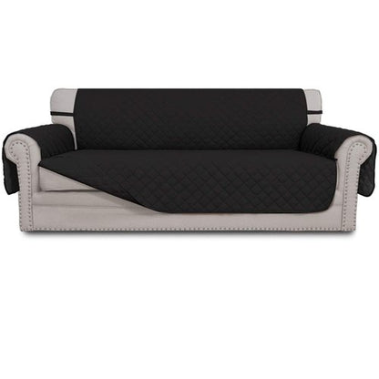 Easy-Going Reversible Couch Cover for 3 Cushion Couch Sofa Cover for Dogs Water Resistant Furniture Protector Cover with Foam Sticks Elastic Straps for Pet Cat (Sofa, Black/Black)