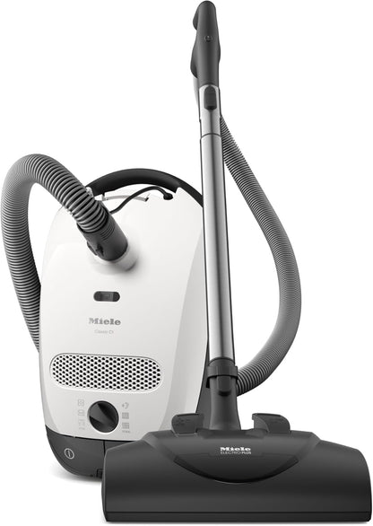 Miele Classic C1 Cat & Dog Vacuum - Bagged Canister for Pet Hair, Portable, Lotus White