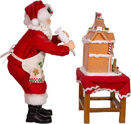 Kurt Adler LED Gingerbread House Table Piece - 10.5-Inch Battery-Operated Santa Decor