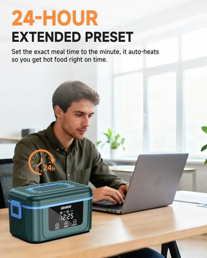 GEARGO Cordless Electric Lunch Box - 6.3 Cups, 24000mAh Rechargeable & 24-Hour Self-Heating