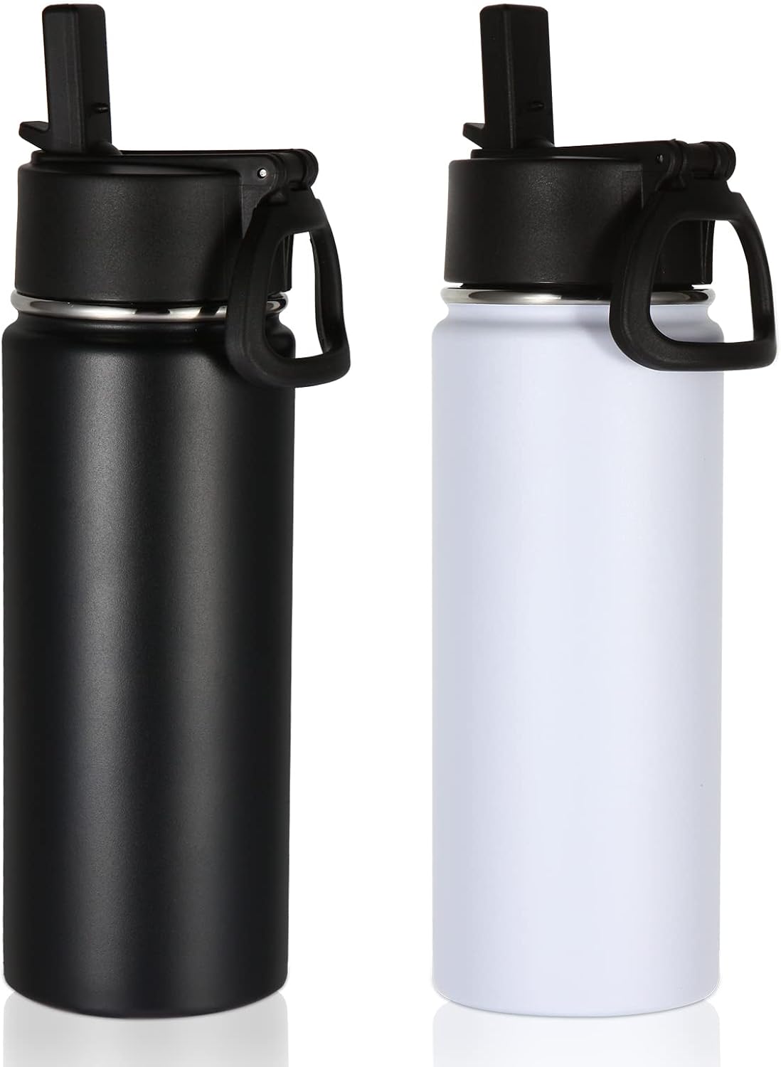 Volhoply Insulated Water Bottles - 18oz Stainless Steel Kids Flask with Straw | Double Wall, 2-Pack