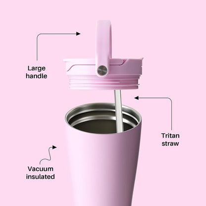 BOTTLE BOTTLE Insulated Tumbler - 30oz Stainless Steel Water Bottle with Handle & Straw Lid | BPA-Free, Pink