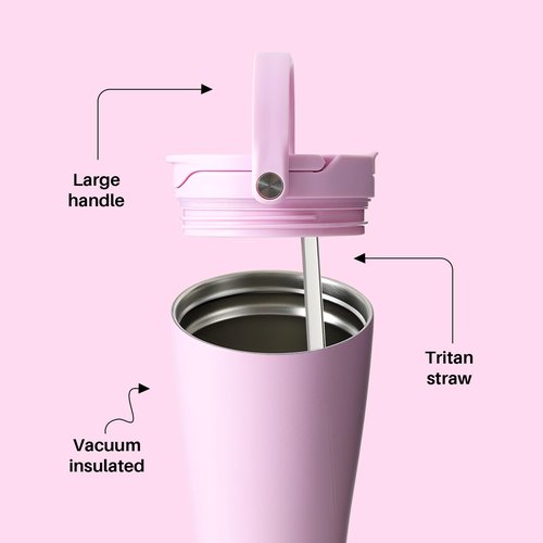 BOTTLE BOTTLE Insulated Tumbler with Handle & Straw Lid, 30oz Stainless Steel Leak-Proof Water Bottle for Hot & Cold Drinks, Add Ice Without Unscrewing, BPA-Free for Travel, Sports, Office(Pink)
