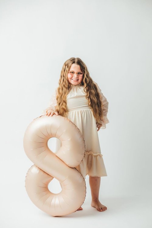 Light Brown 40-Inch Number 8 Balloon | Beige Birthday Decorations for Boys & Girls