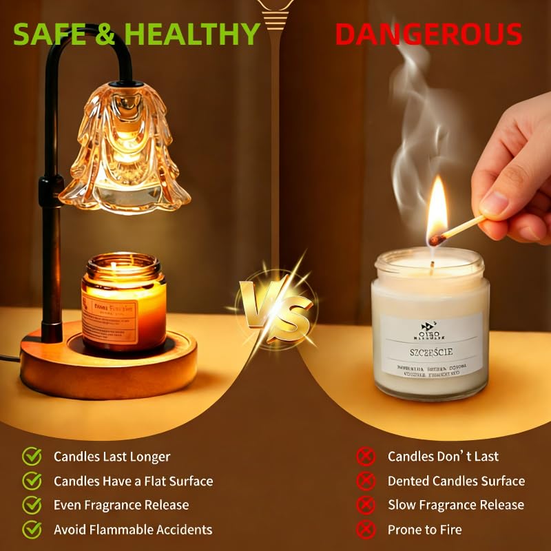 VJK Candle Warmer Lamp with Timer Dimmable, Birthday Gifts for Women Mom, House Warming Gifts New Home Decor, Wax Melt Warmer for Jar Candles with 2 Bulbs