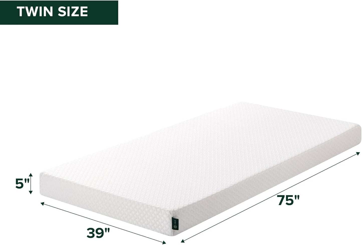 Zinus 5 Inch Twin Memory Foam Mattress - Cooling Comfort, Fiberglass Free, Breathable Layers