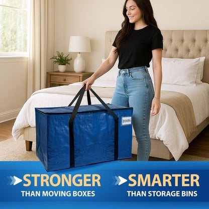 ClearSpace Heavy Duty Moving Bags - Large Storage Bags with Backpack Straps & Zippers | Ideal for Moving, Camping & Dorms - 2 Pack