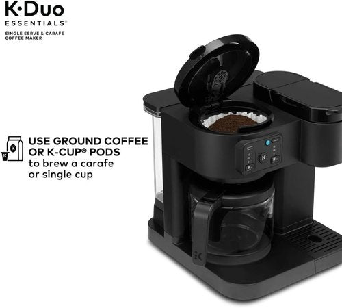 K-Duo Essentials Coffee Maker - Hot & Iced Single-Serve Pod with 72 Oz Reservoir | Strong Brew Feature, Black