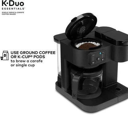 K-Duo Essentials Coffee Maker - Hot & Iced Single-Serve Pod with 72 Oz Reservoir | Strong Brew Feature, Black