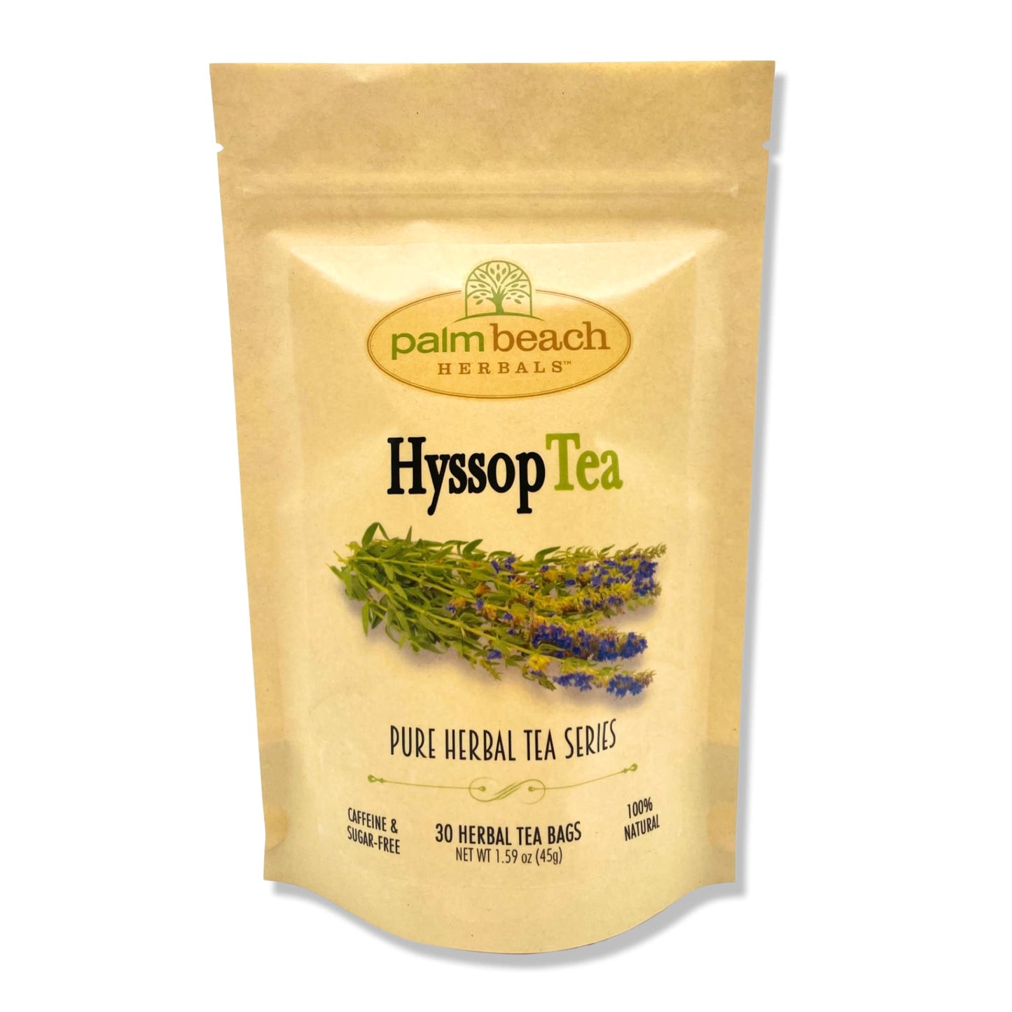 Hyssop Tea - Pure Herbal Tea Series by Palm Beach Herbals (30 Tea Bags) 100% Natural