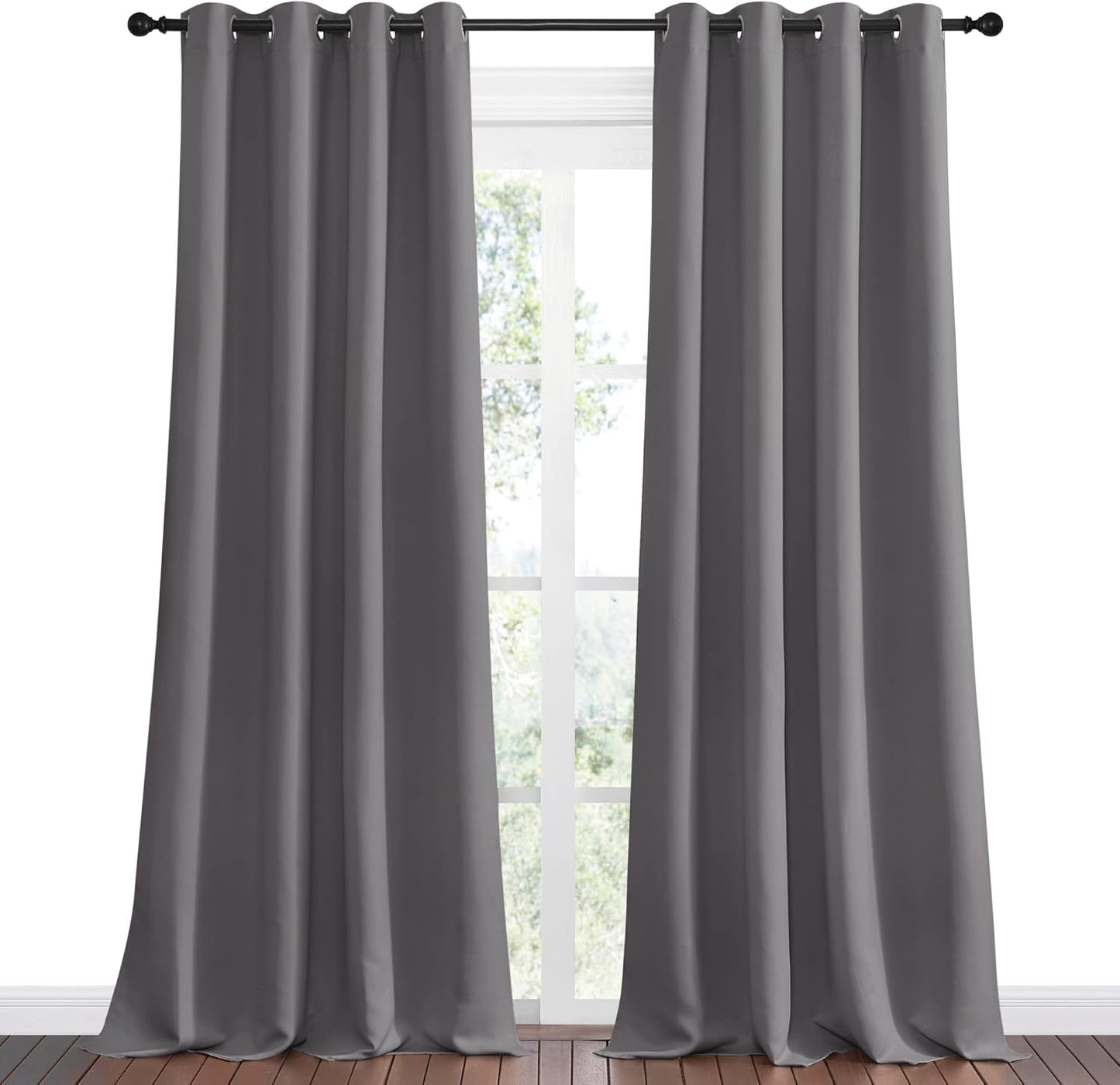 NICETOWN Blackout Curtains - Energy Saving Thermal Insulated Draperies | 55" x 120", Grey, 1 Pair