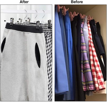 Northern Brothers Heavy-Duty Pants Hangers with Clips - 20 Pack Adjustable Metal Skirt Hangers for Women