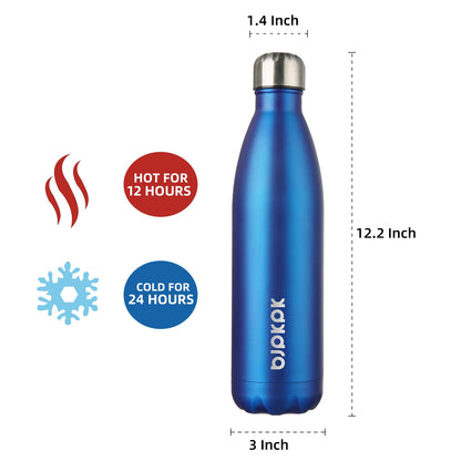 BJPKPK Stainless Steel Water Bottles -25oz/750ml -Insulated Water bottles,Sports water bottles Keep cold for 24 Hours and hot for 12 Hours,BPA Free water bottles-Blue