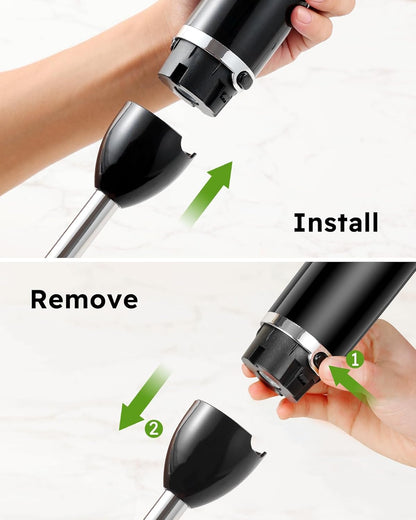 Sangcon Handheld Immersion Blender - 3-in-1 Electric Mixer with Stainless Steel Blade & Attachments | Black