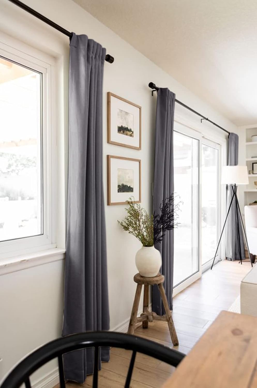 Regine Switzerland Blackout Curtains - 100% Blackout Shield, Thermal Insulated, 50" W x 90" L, Dark Gray - 2 Panels Set